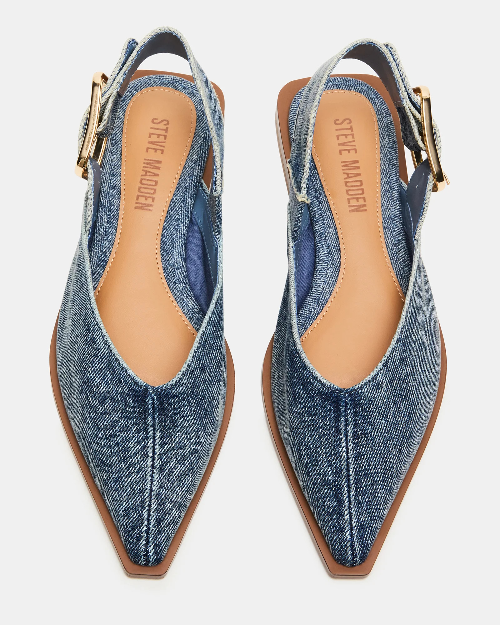 SHAY Denim Fabric Pointed-Toe Slingback Ballet Women's Flat | Steve Madden (US)