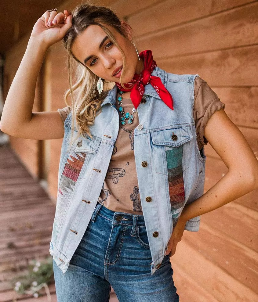 Aztec Denim Vest | Buckle