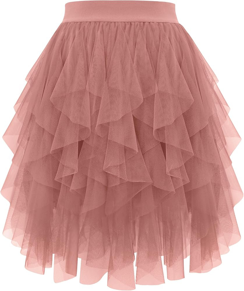 Kingfancy Tulle Skirts for Women Short Fairy Skirt Tutu A-Line Mesh Layered Spring Skirts | Amazon (US)