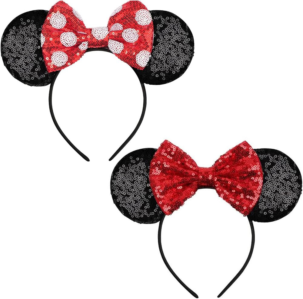 LYLIN 2 Pack Mouse Ears Headband, TEKI Ears Headbands with Sequin Bow Princess Decoration Hallowe... | Amazon (US)