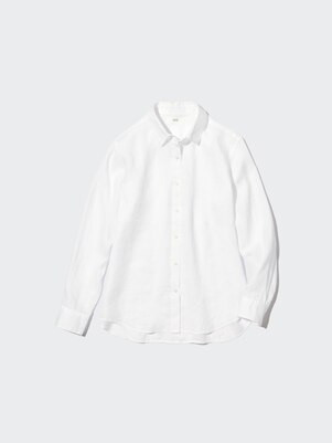 WOMEN'S 100% EUROPEAN PREMIUM LINEN LONG SLEEVE SHIRT | UNIQLO AU | Uniqlo Australia