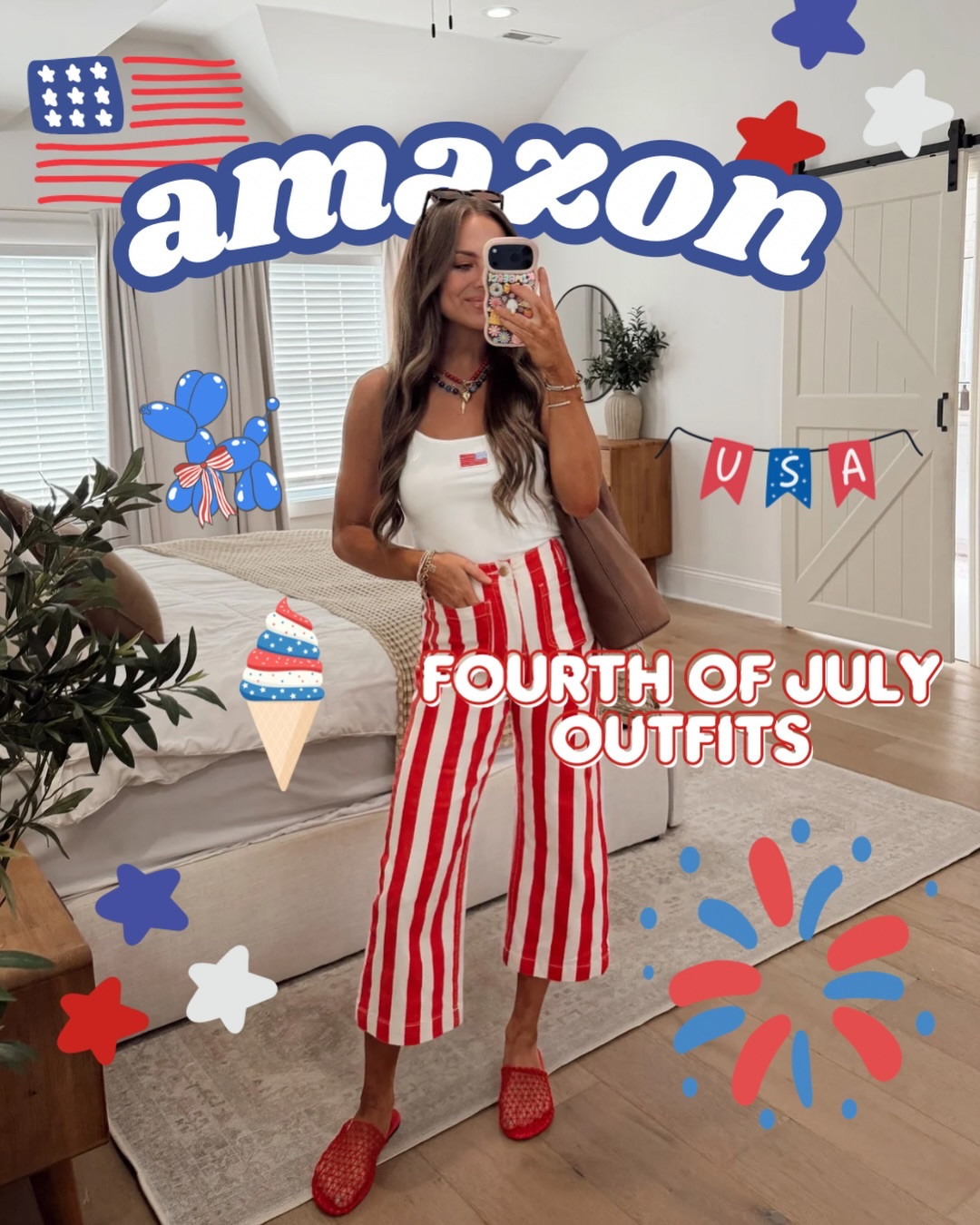 Amazon Fourth of July outfit ideas for every occasion ❤️🇺🇸 

Follow @kimberlyj_king & comment RED, WHITE, or BLUE (any color!) for links to be automatically sent to your DM 💌 must be following to receive 

#amazonfashion #outfitideas #fourthofjuly #patriotic #summerfashion 

Amazon prime outfit ideas inspo fashion haul Fourth of July red white blue patriotic outfits stripes stars comfy comfortable cute casual going out lake day beach day athletic tennis pickleball country club dress maxi dress coastal Americana aesthetic coastal grandmother Nantucket vibes lobster graphic tee matching set trendy mom outfits affordable fashion quick ship Memorial Day outfits denim dress hair scarf lounge gingham pants bump friendly Amazon fashion outfits summer 2026