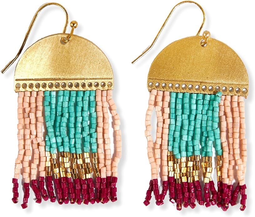 INK+ALLOY Boho Beaded Earrings for Women, Birdie Luxe Seed Bead Abstract Short Fringe Dangle Stat... | Amazon (US)