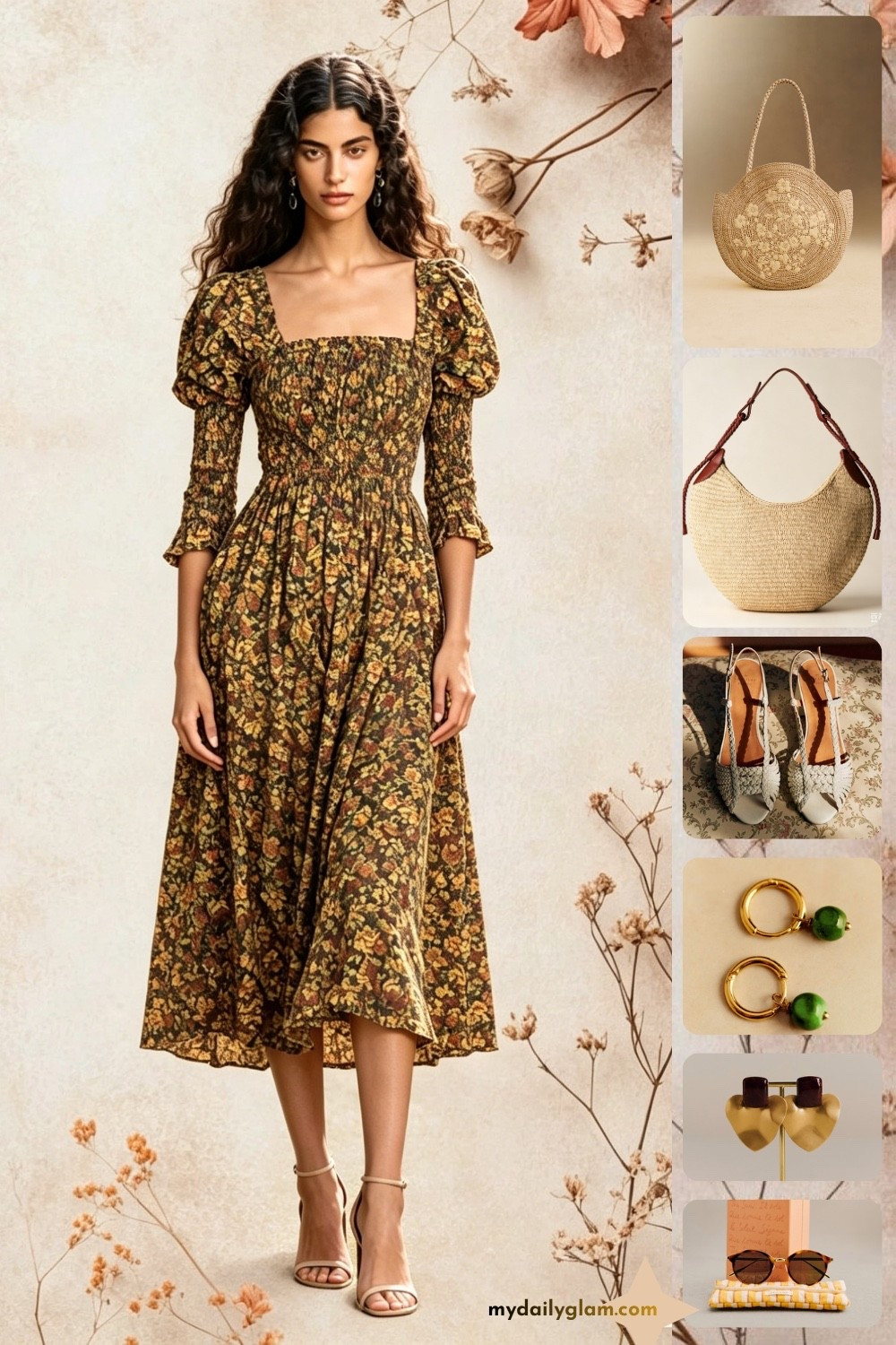 Vintage Fall Floral Puff Sleeve Midi Dress | Cottagecore Autumn Casual Outfit #CottagecoreStyle #FallFloralDress #VintageMidiOutfit

#LTKootd #LTKOver40 #LTKTravel