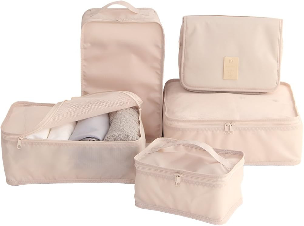 Travel Packing Cubes 5/7 Set with Toiletry Bag, JJ POWER Luggage Organizers Shoe Bag | Amazon (US)