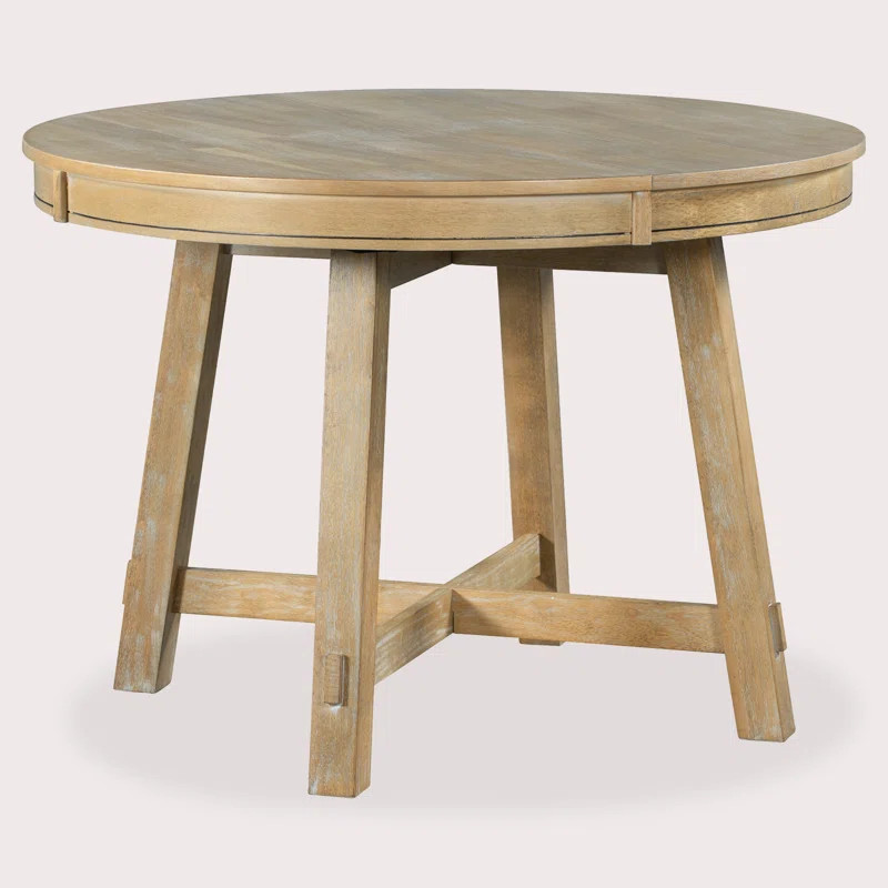 Expandable Round Farmhouse Dining Table With 16" Leaf, Solid Wood Kitchen Table | Wayfair North America