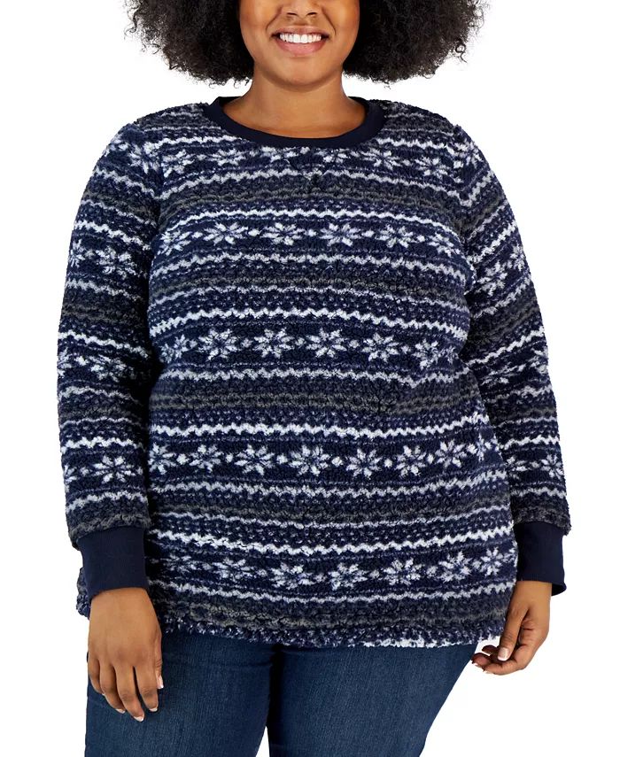 Plus Size Fair Isle Sherpa Tunic, Created for Macy's | Macys (US)