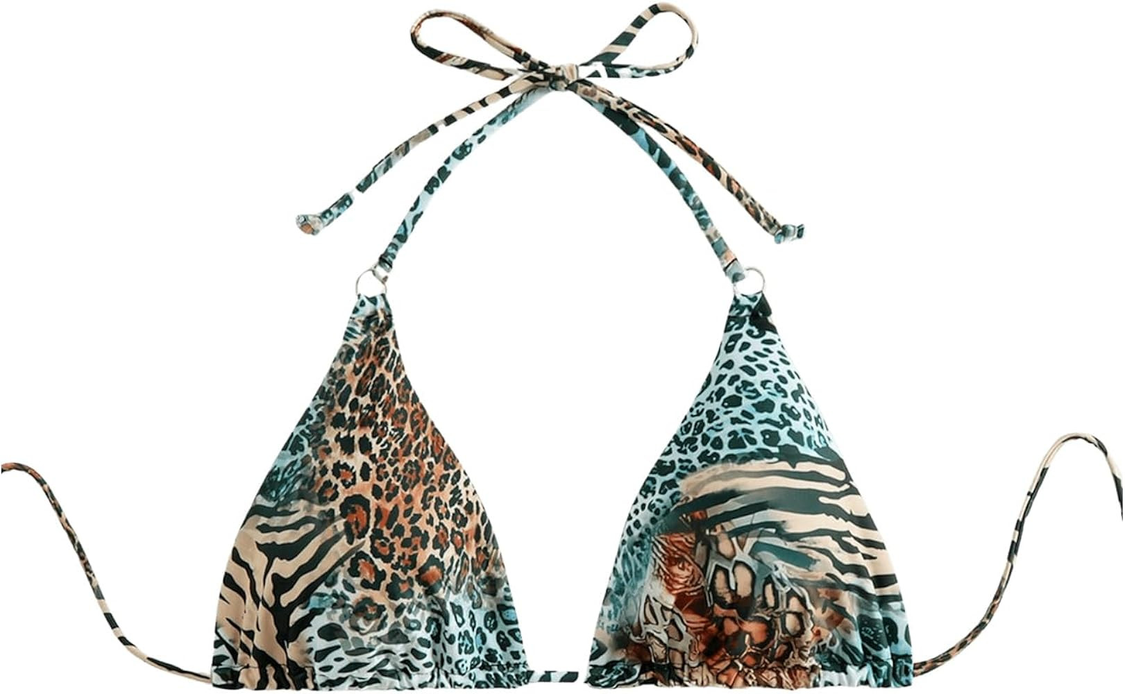 SOLY HUX Women's Triangle Bikini Top Summer Sexy Cheetah Leopard Print Halter Bathing Suit Swim T... | Amazon (US)