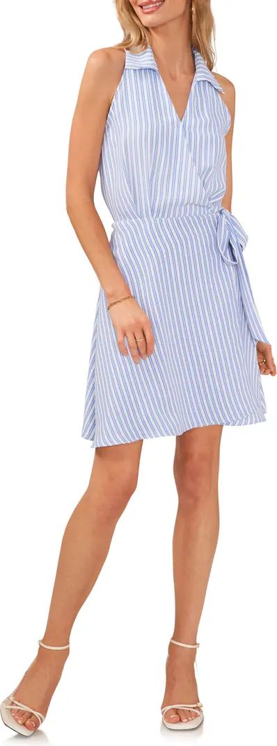 Vince Camuto Stripe Wrap Front Sleeveless Shirtdress | Nordstrom | Nordstrom