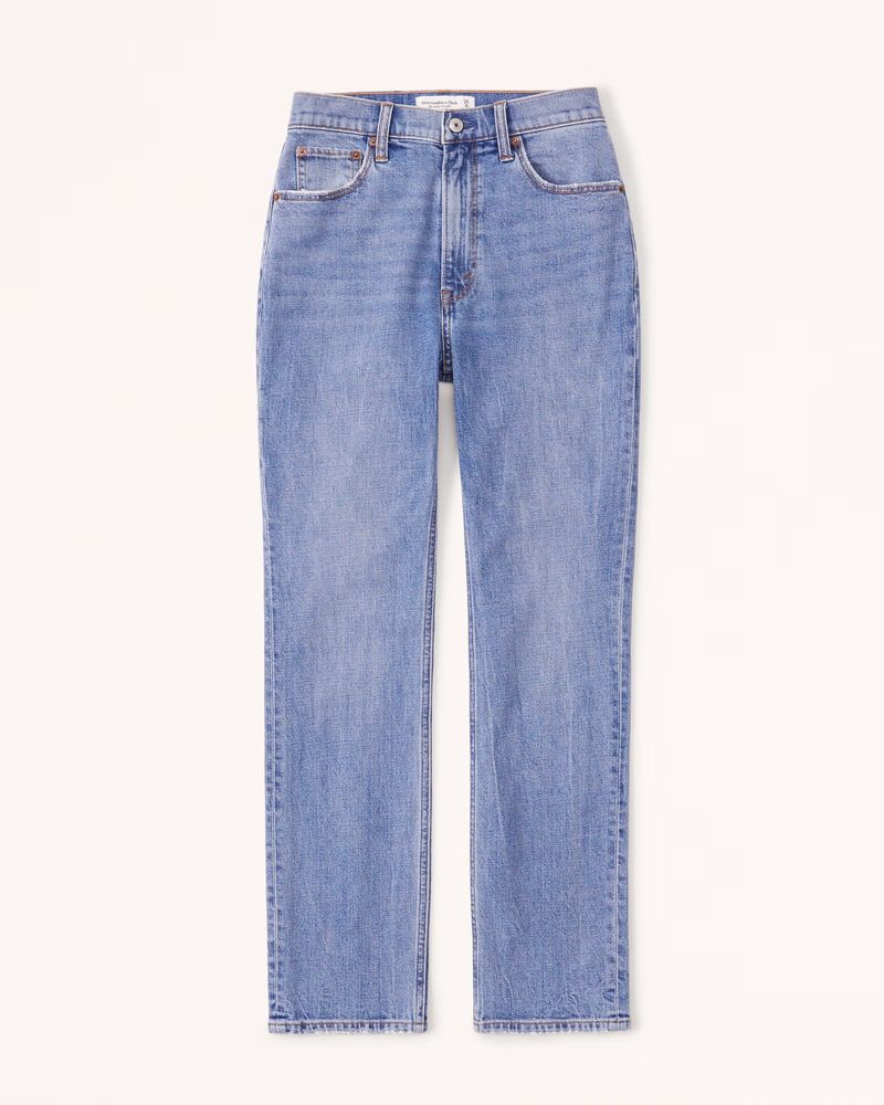 Women's Curve Love Ultra High Rise Ankle Straight Jean | Women's Bottoms | Abercrombie.com | Abercrombie & Fitch (US)