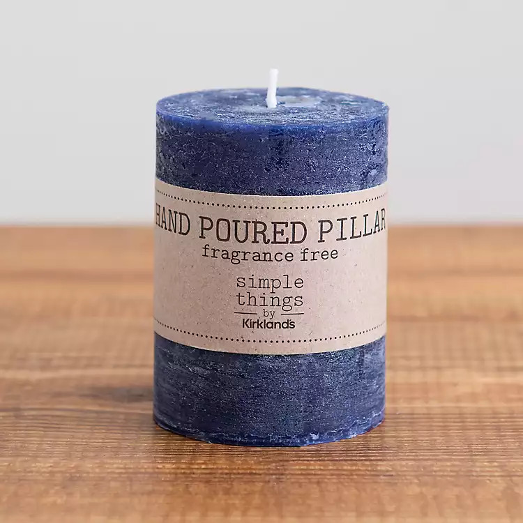 Blue Pillar Unscented Candle, 4 in. | Kirkland's Home
