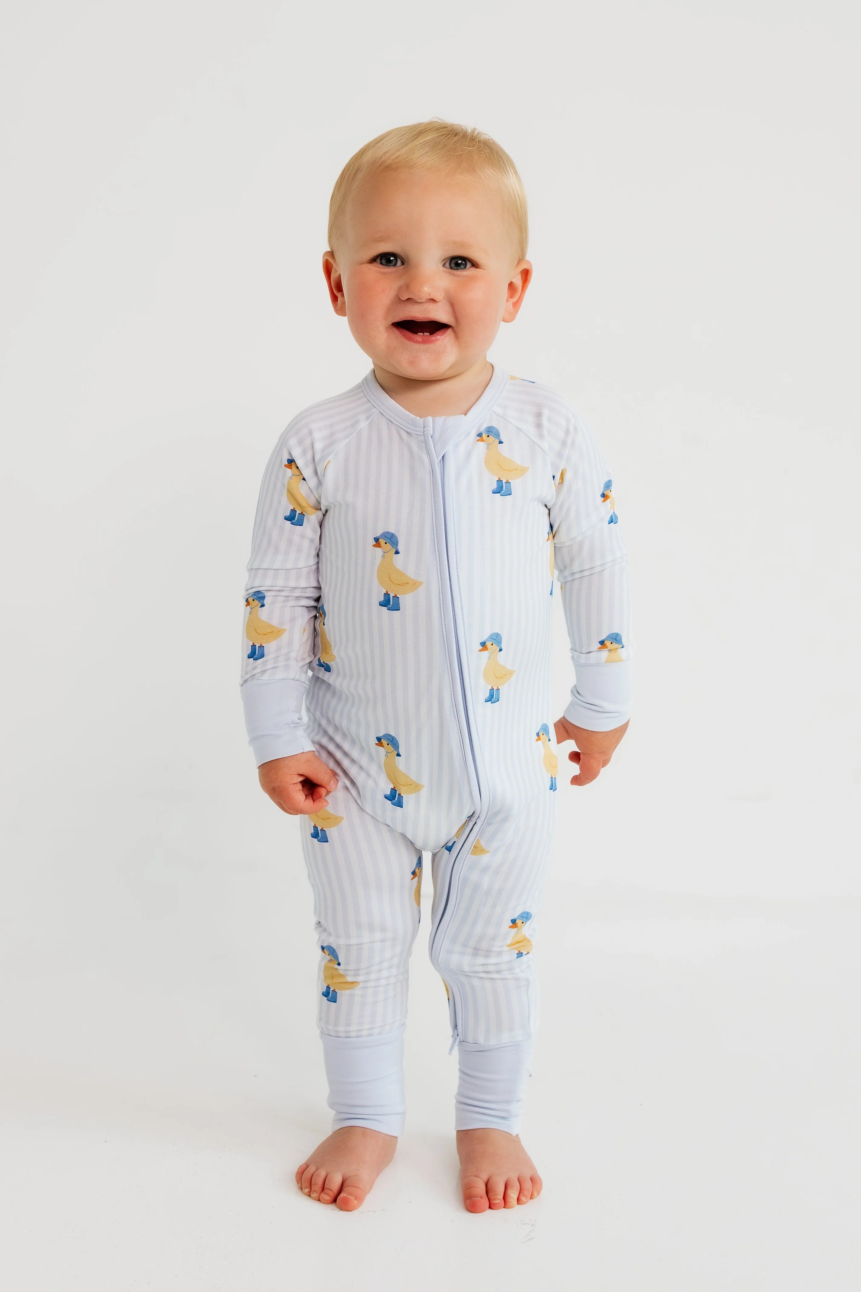 Striped Ducks Zipper Romper | Baby Bamboo Pajamas | In My Jammers | In My Jammers