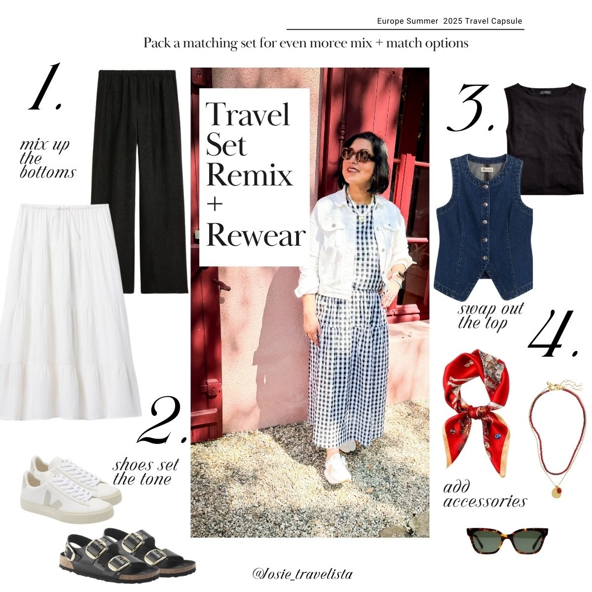 ✈️ TRAVEL SET REMIX + REWEAR 👟 A good travel set maximizes mix and match opportunities. With the right accessories and styling swaps, it becomes one of the most versatile pieces in your carry-on capsule.
🎒 Remix it by changing: 👚tops 
👖pants  💍 Jewelry 👟 Shoes

🌸 Tap to shop my favorite remix-ready travel set and accessories to create multiple looks from just one outfit!
#TravelSetStyle #TravelOutfitIdeas #CarryOnOnly #PackingLight #CapsuleWardrobe

#LTKTravel #LTKOver40