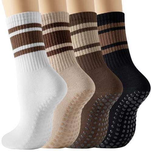 BISOUSOX Pilates Socks with Grips for Women, Ankle & Crew Grippy Socks for Yoga, Barre, Lagree, Gym, Home & Hospital | Amazon (US)