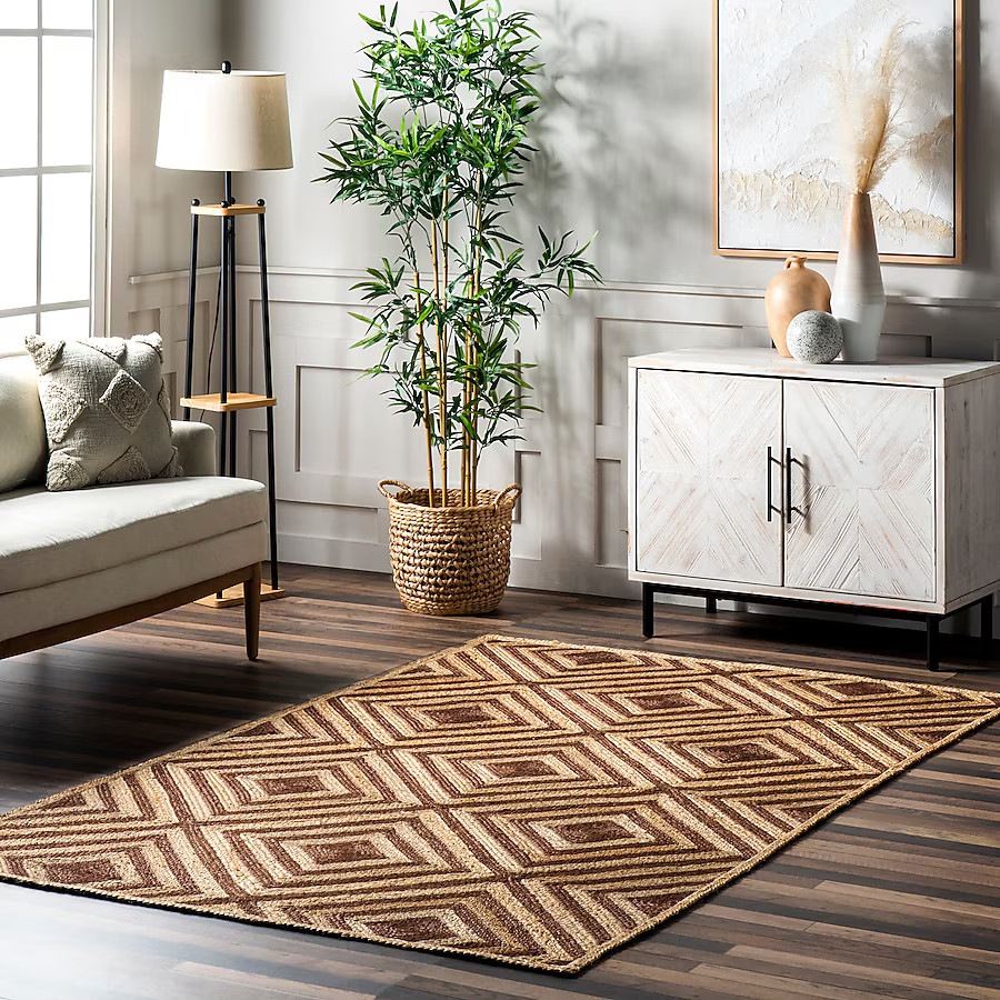 Lauren Liess x Rugs USA Liess 8 X 10 (ft) Jute Brown Indoor Geometric Area Rug | Lowe's