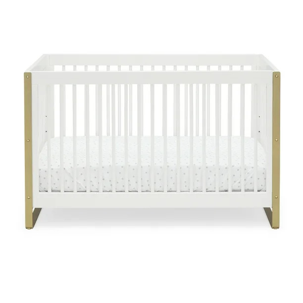 MoDRN Glam 3-In-1 Convertible Crib, Bianca White with Satin Brass | Walmart (US)