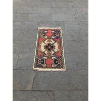 Small Turkish Rug, Vintage Bathroom Mini Oushak Orange Door Mat, Entry Area 1.7x3.1 Ft | Etsy (US)