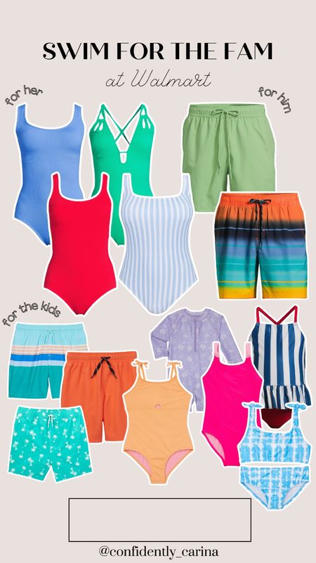 Sharing so many cute swimsuits for the fam from Walmart! Lots of bright colors and patterns making these perfect for the summer☀️🫶🏻

#LTKKids #LTKSeasonal #LTKSwim