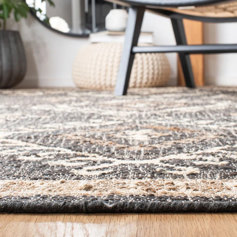 Mickie Southwestern Handmade Flatweave Jute Black/Ivory Area Rug | Wayfair North America