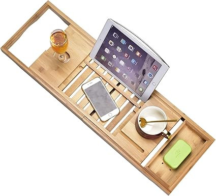Luxury Bathtub Caddy Tray，Bamboo Bathtub Tray Caddy - Wood Bath Tray Expandable，Can be Placed... | Amazon (US)