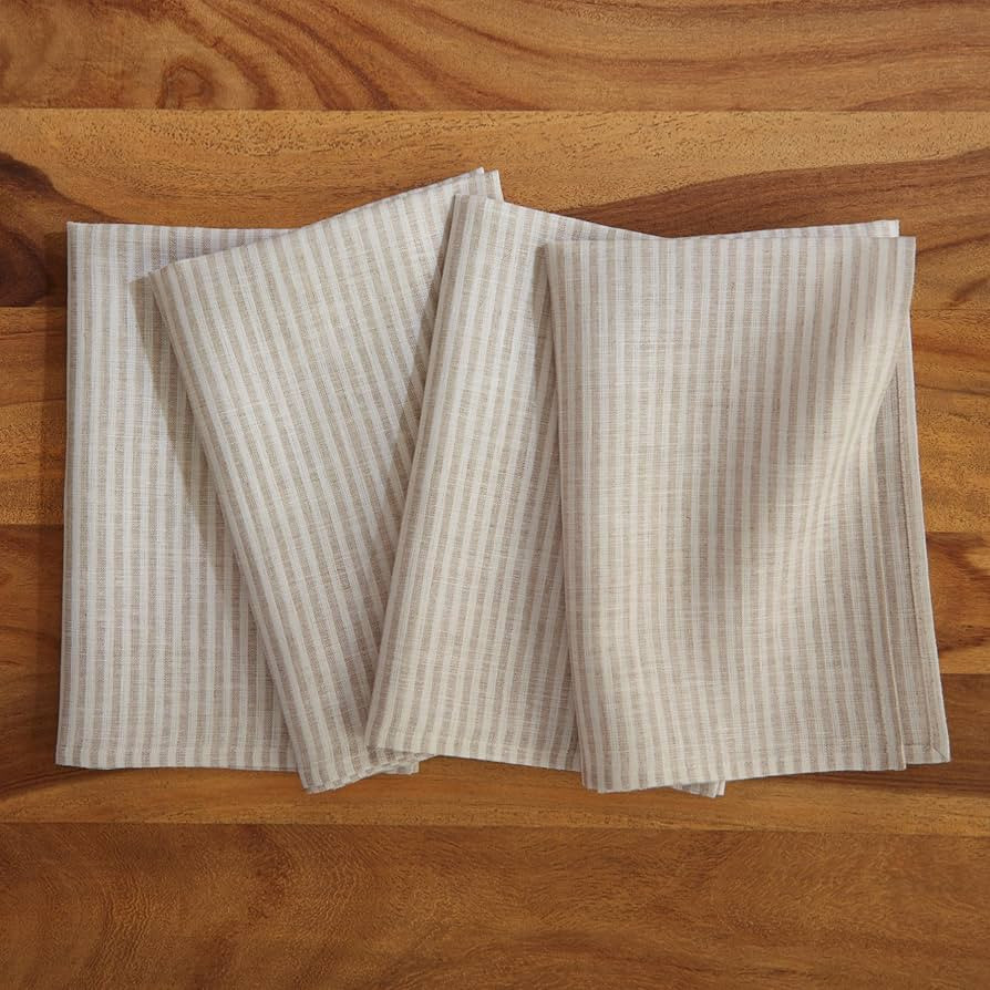 Solino Home Stripe Linen Napkins – 20 x 20 Inch Cloth Dinner, Set of 4 100% Pure Linen Napkins ... | Amazon (US)