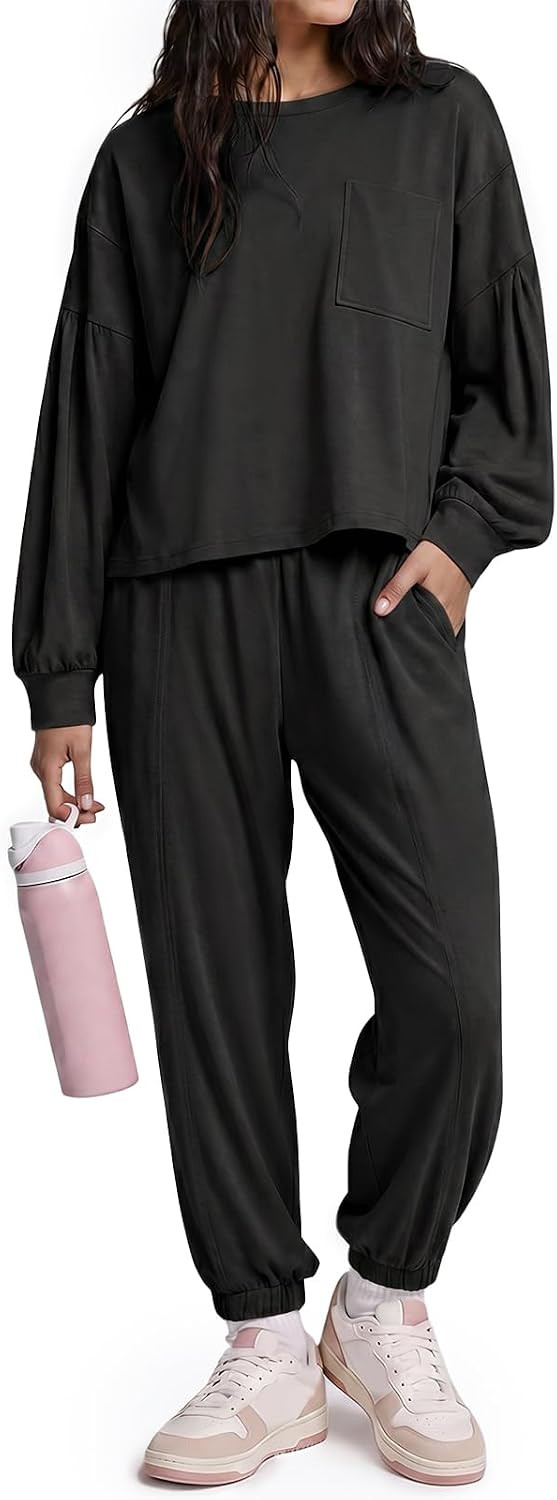 Womens Fall 2 Piece Lounge Sets Puff Long Sleeve Travel Tracksuit | Amazon (US)