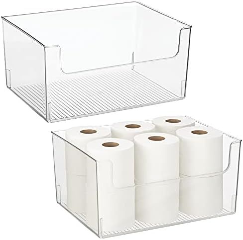 mDesign Large Modern Plastic Open Front Dip Storage Organizer Bin Basket for Bathroom Organization - | Amazon (US)