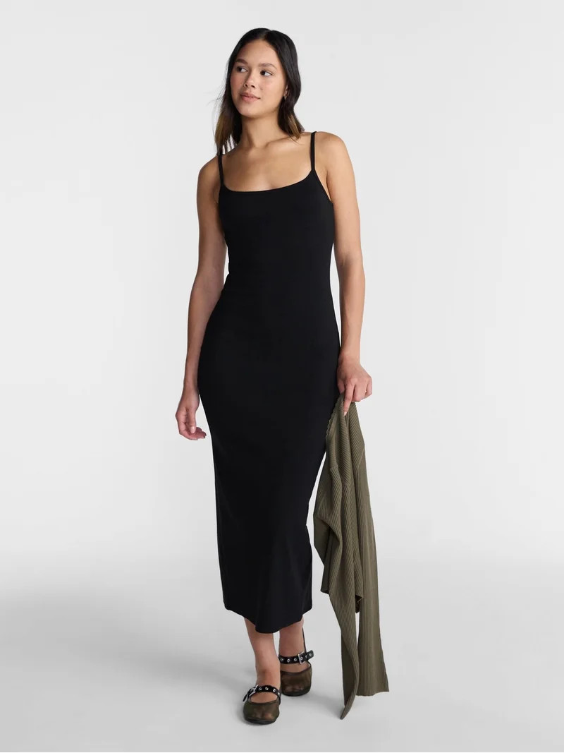 No Boundaries Ribbed Strappy Maxi Dress, Women's and Women's Plus XXS-4X | Walmart (US)