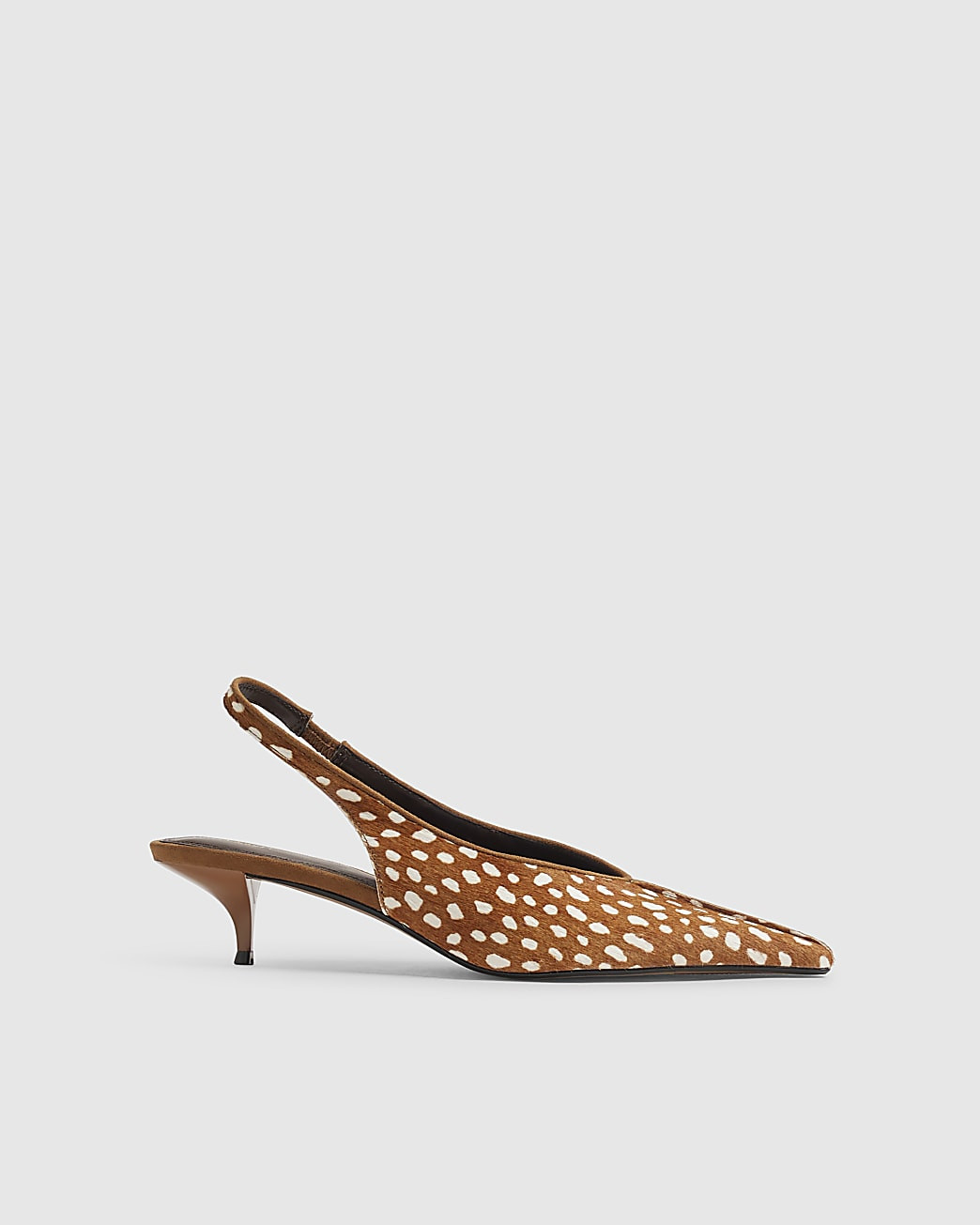 Brown Animal Print Hair On Leather Low Heels | River Island UK & IE