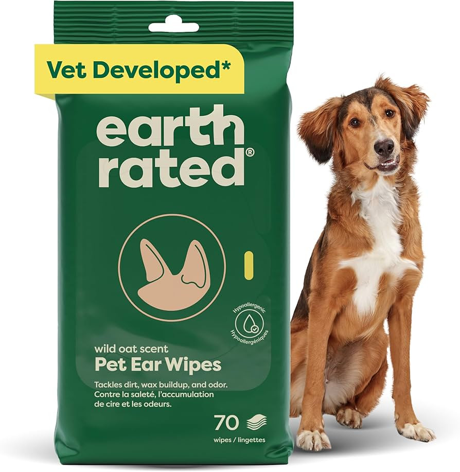 Earth Rated Vet-Developed Pet Ear Wipes, Hypoallergenic Cleaner for Dogs & Cats Ears to Remove Di... | Amazon (US)