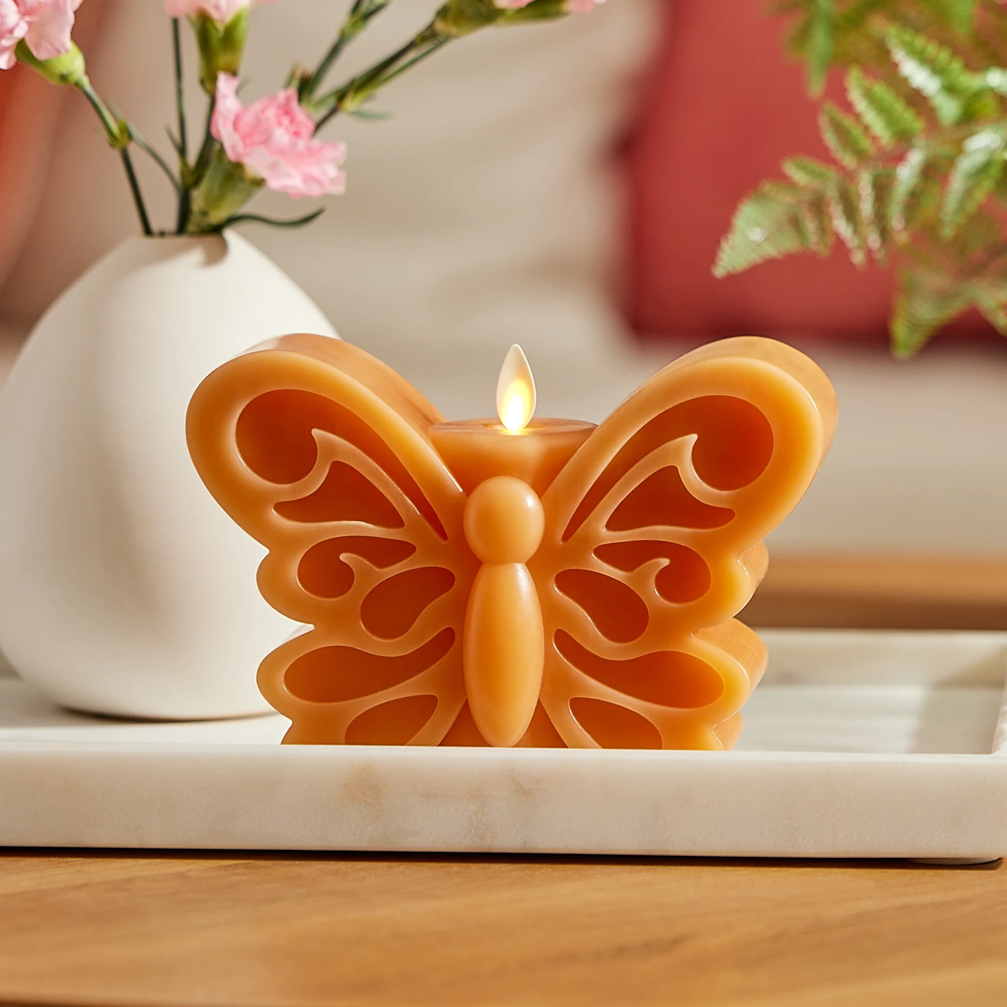 Sunlit Honey Flameless Candle Butterfly | Luminara