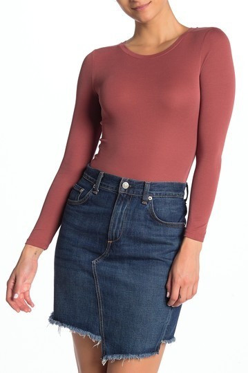 Long Sleeve Crew Neck Ribbed Bodysuit | Nordstrom Rack