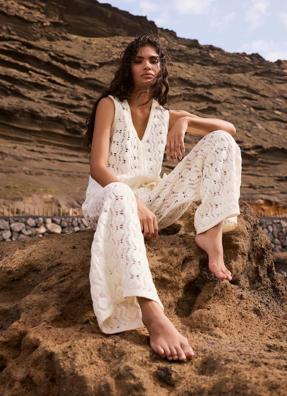 White Crochet Sequin Top | Mint Velvet