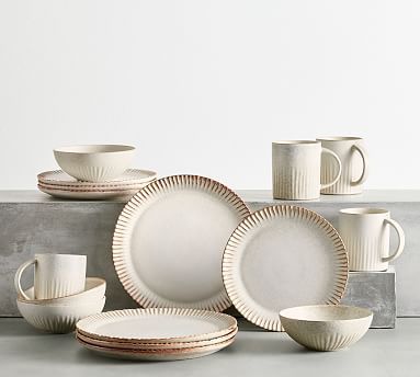 Ridge Textured Stoneware 16-Piece Dinnerware Set | Pottery Barn (US)