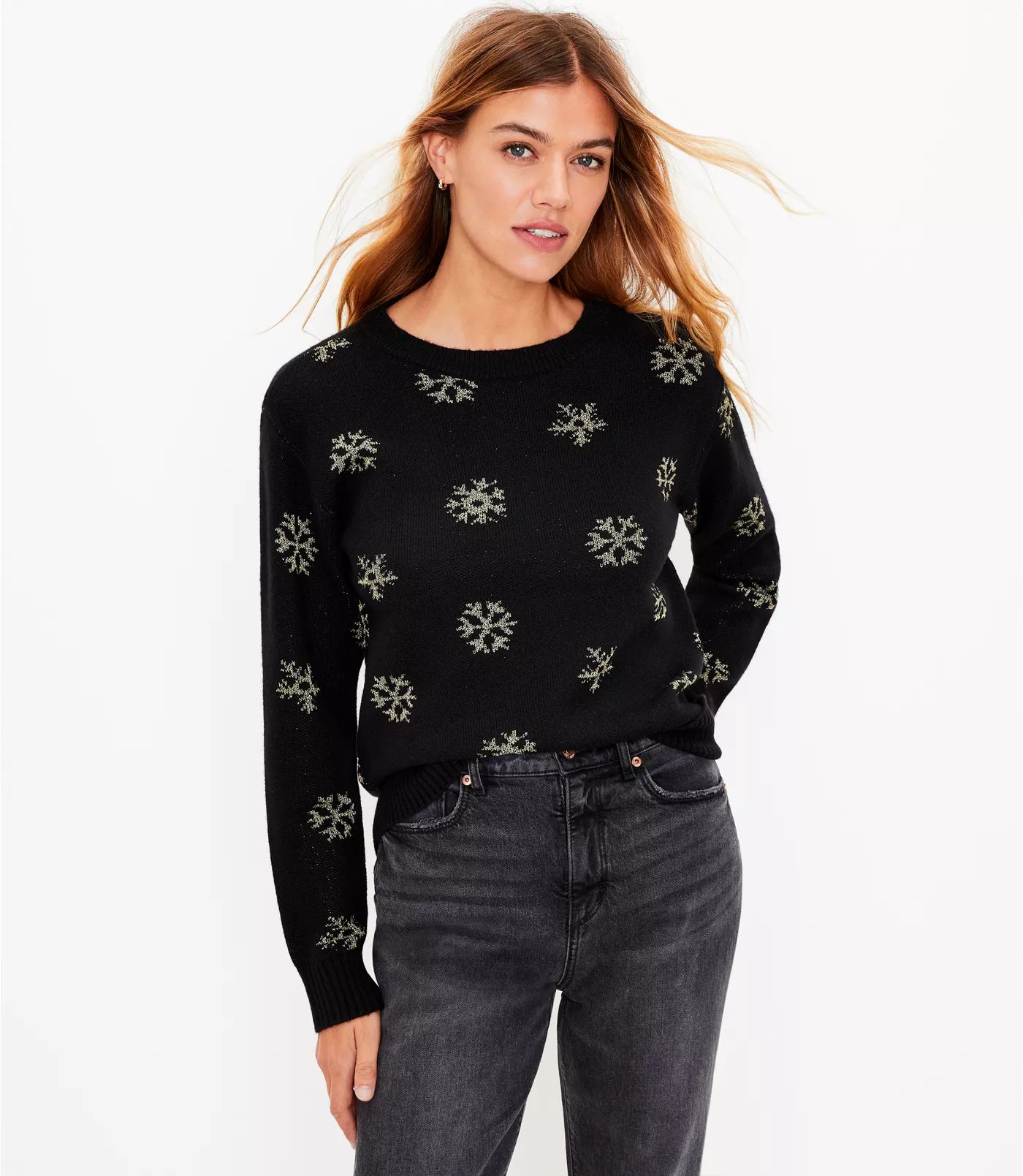 Shimmer Snowflake Sweater | LOFT | LOFT