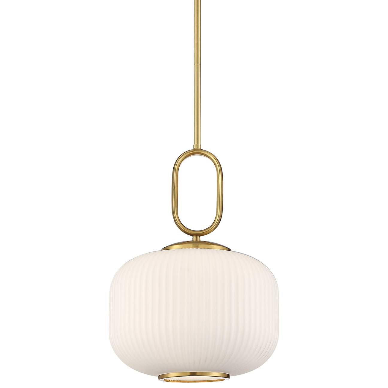 Braxton 12" Wide Gold and Opal Glass Mini Pendant Light | Lamps Plus
