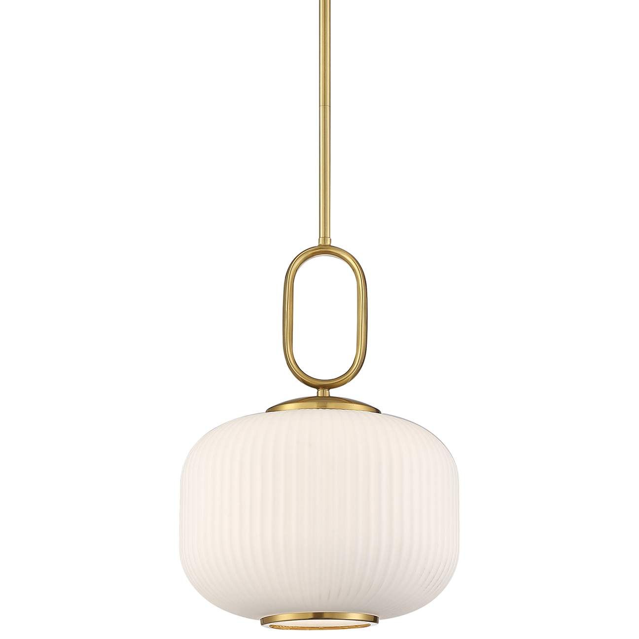 Braxton 12" Wide Gold and Opal Glass Mini Pendant Light | Lamps Plus