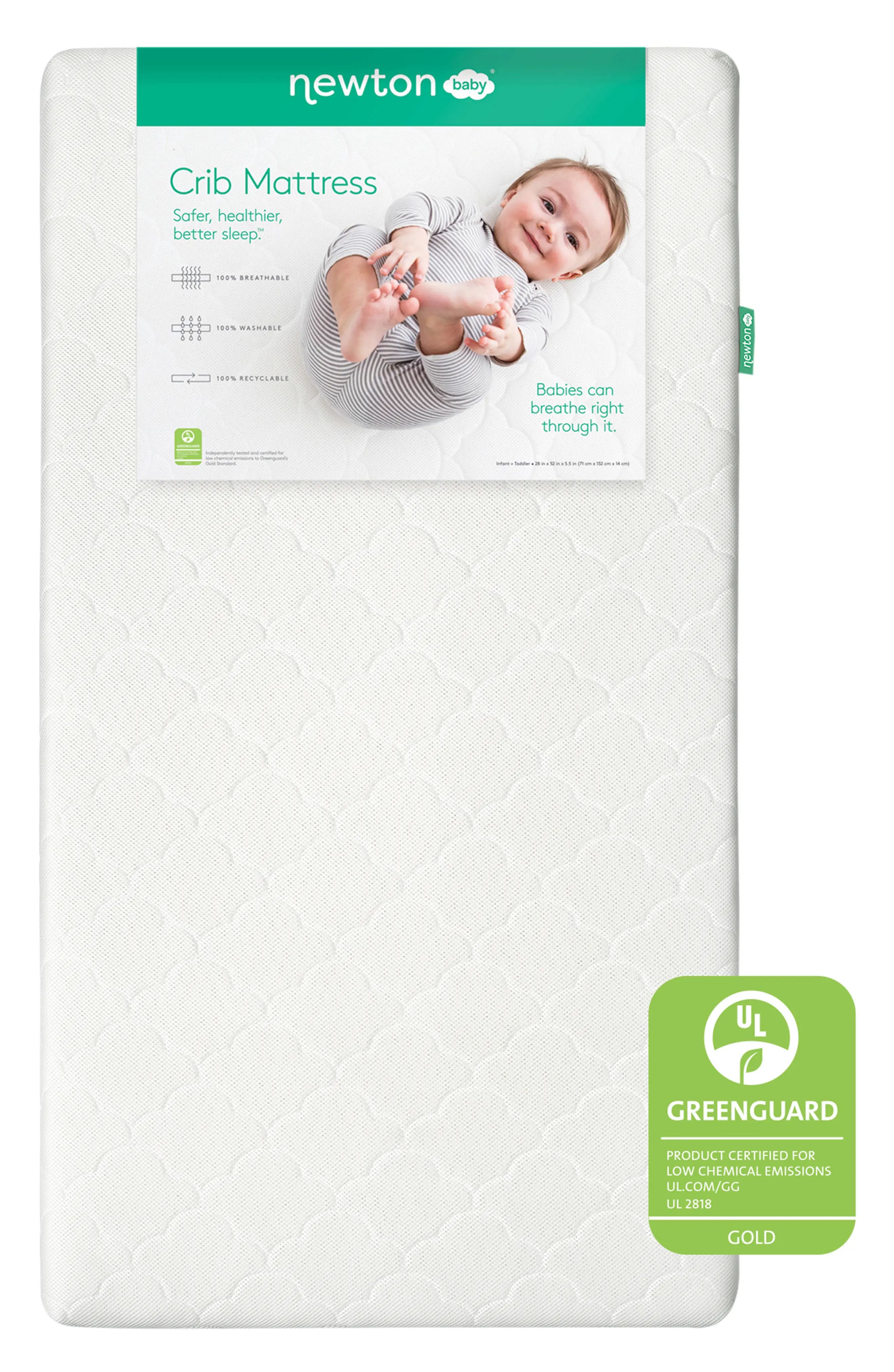 NEWTON BABY 2-Stage Washable Crib Mattress in White at Nordstrom | Nordstrom