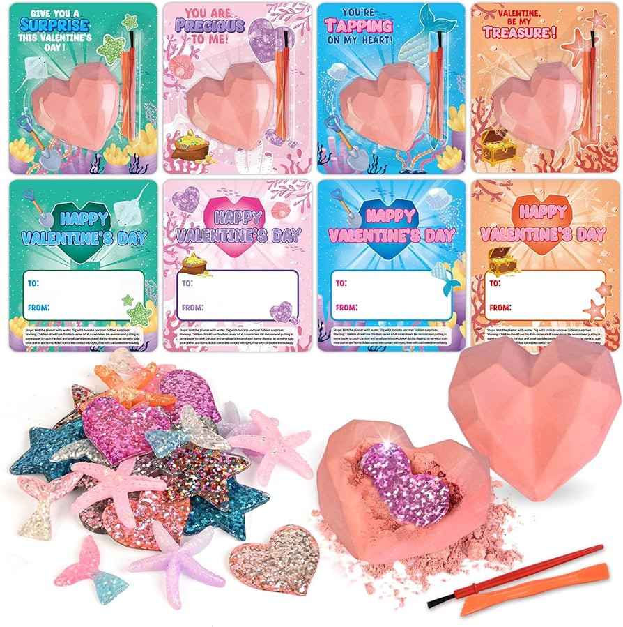Shemira 24 Packs of Valentine's Day Cards for Kids with Plaster Digging Kits, School Classroom Va... | Amazon (US)