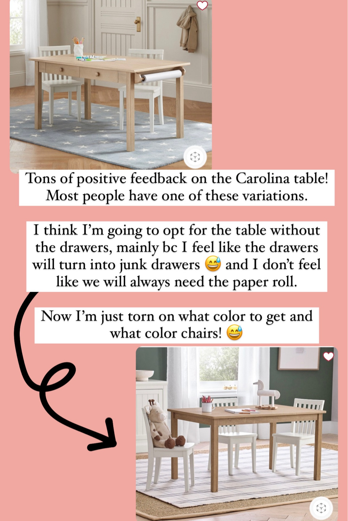 Carolina table from PBK! Getting this table for our craft/reading/homeschool room ♥️

#LTKFamily #LTKKids