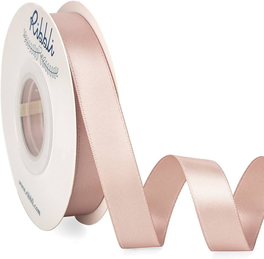 Ribbli Vanilla Satin Ribbon 5/8 inch x Continuous 25 Yards,Double Faced Satin Use for Craft, Gift... | Amazon (US)