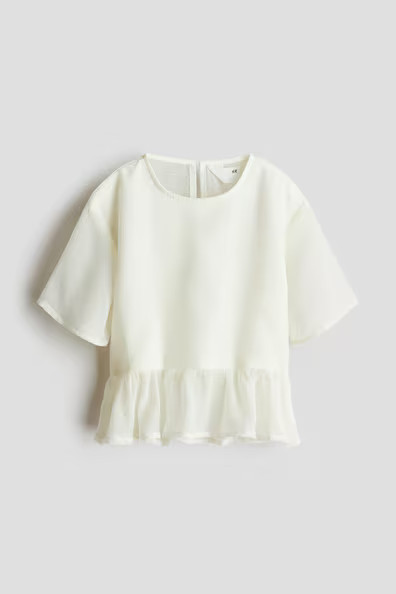 H & M - Chiffon Peplum Top - White | H&M (US + CA)