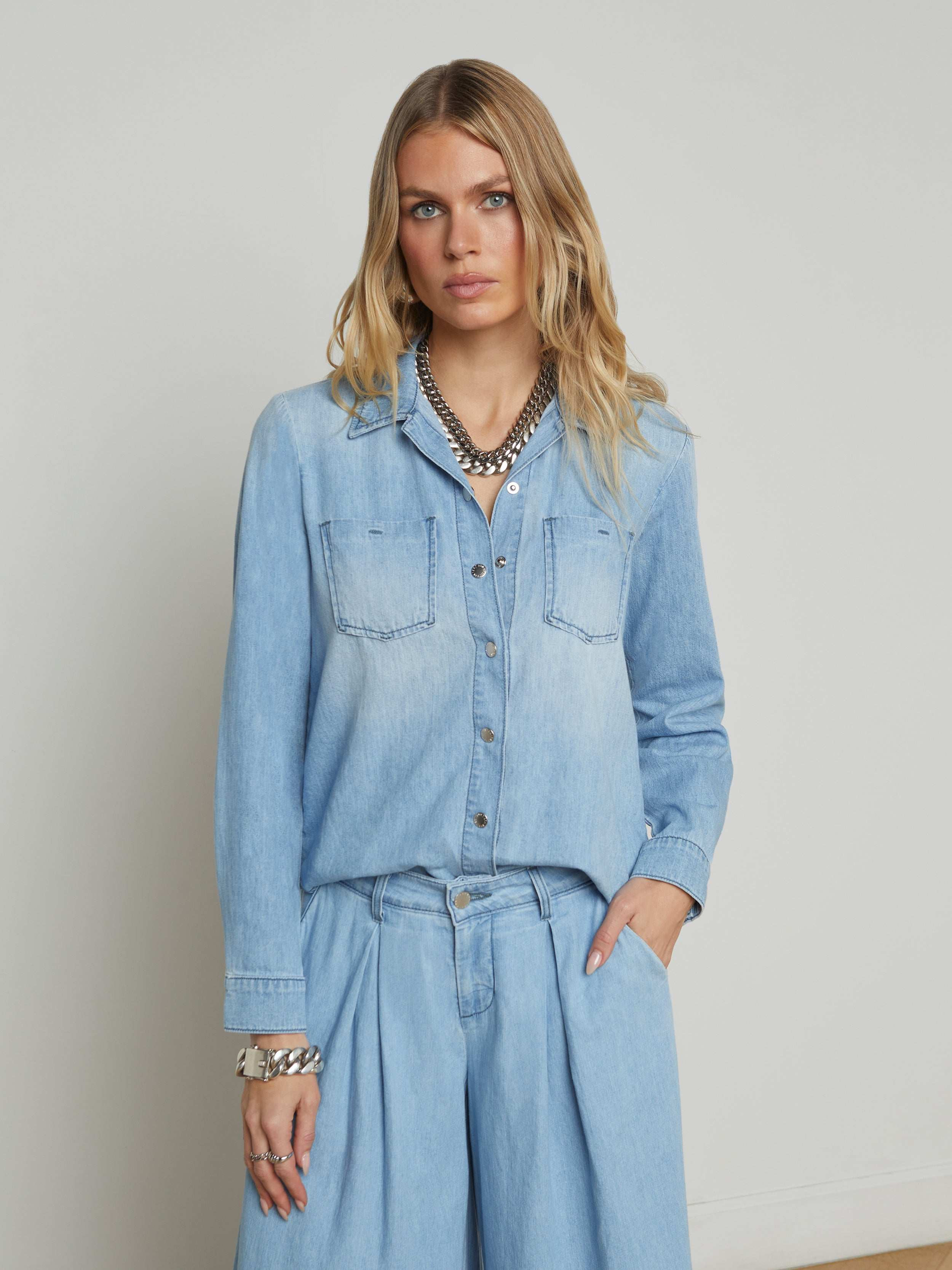 L'AGENCE - Isla Denim Shirt in Lozano | L'Agence
