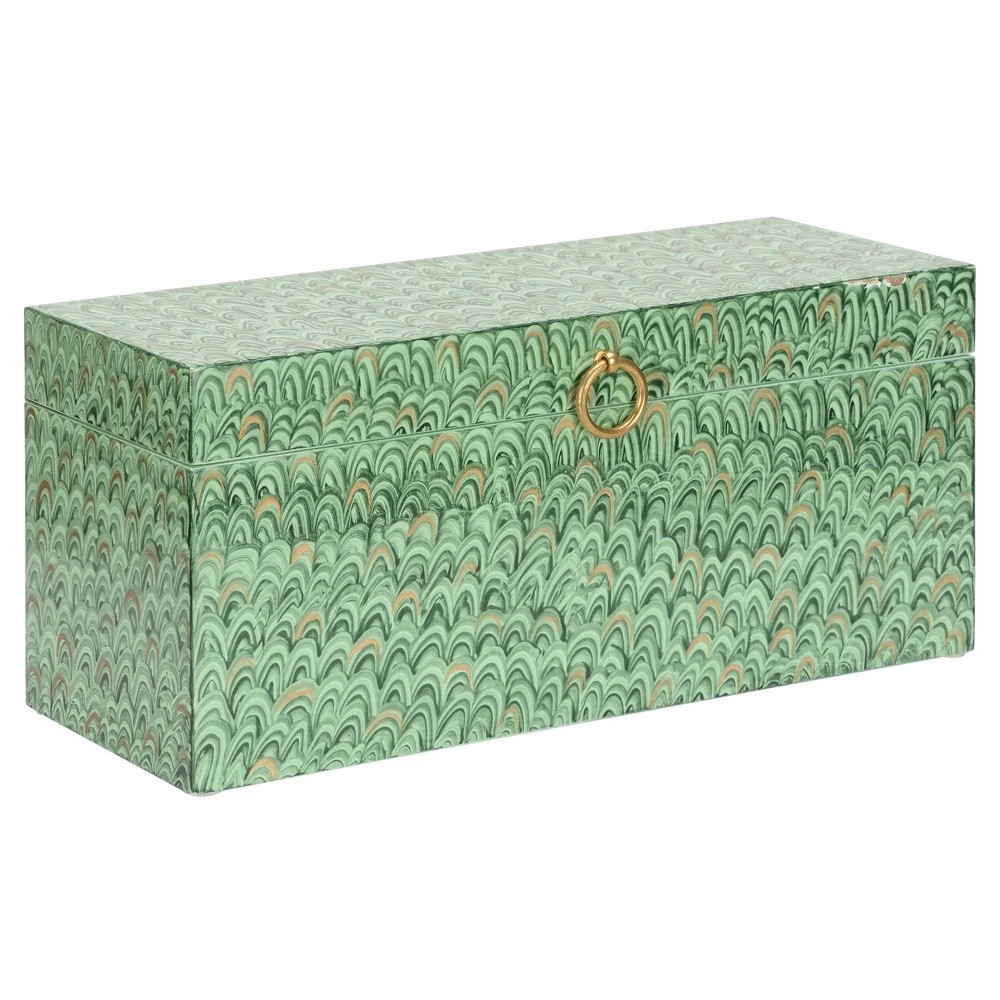 Cain Traditional Green Marbled Decorative Box | Kathy Kuo Home