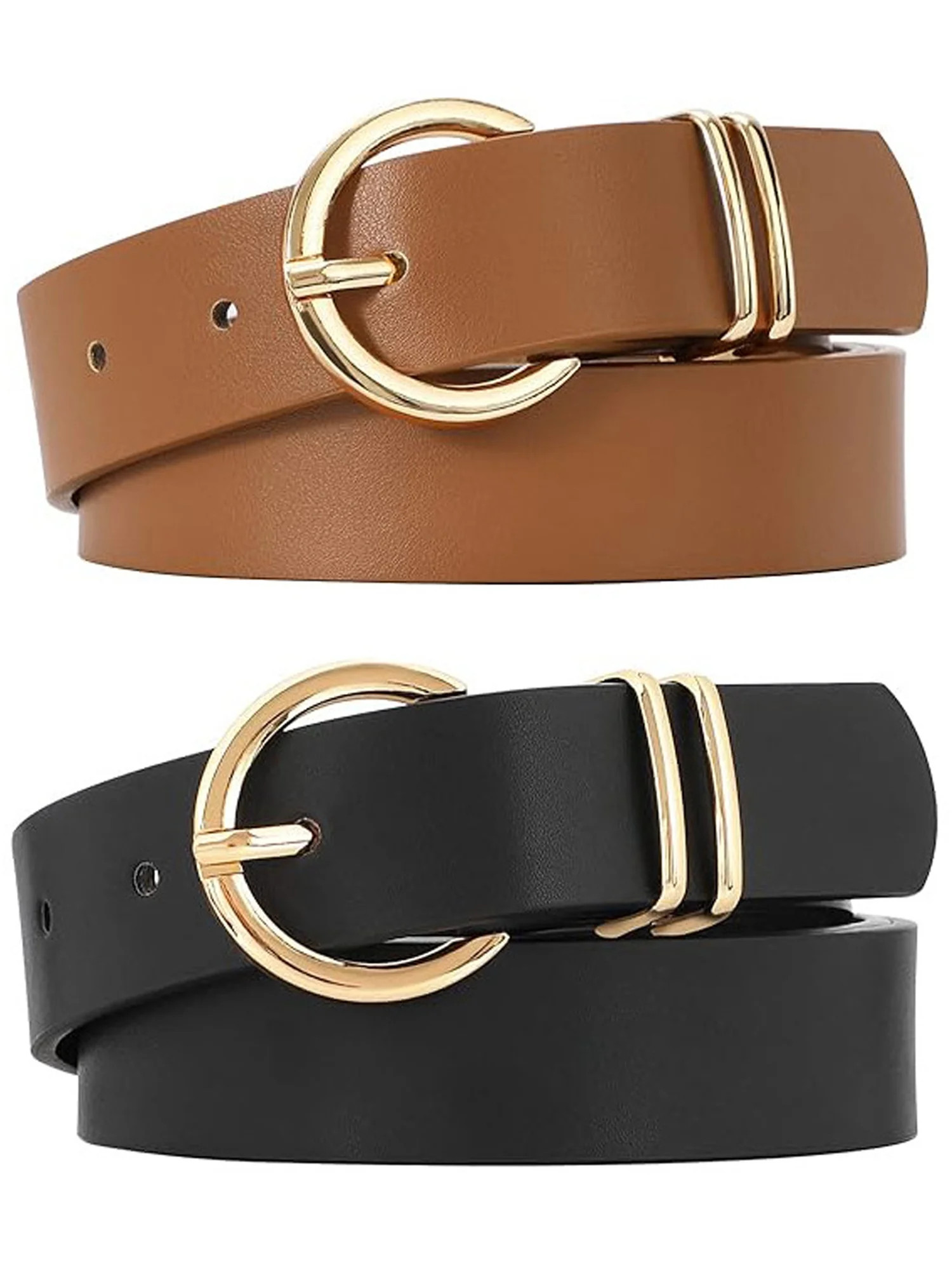 SENDEFN 2 Pack Women Leather Belts with Pin Buckle Waist Belt for Jeans Pants Dresses | Walmart (US)