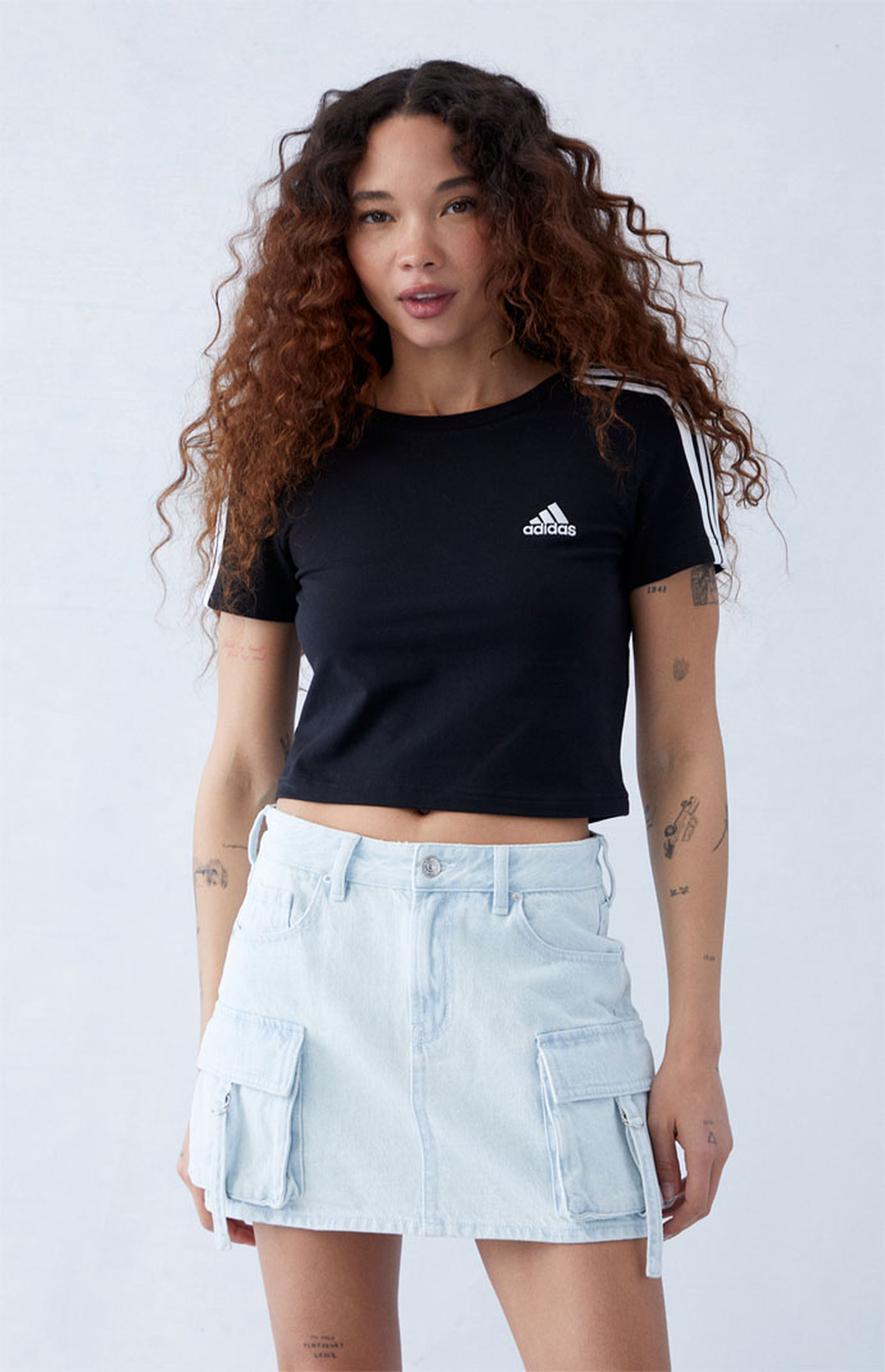 PacSun Eco Light Indigo Mid Rise Denim Cargo Mini Skirt | PacSun