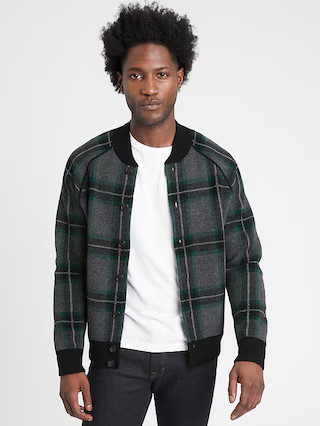 Plaid Bomber Sweater Jacket | Banana Republic (US)