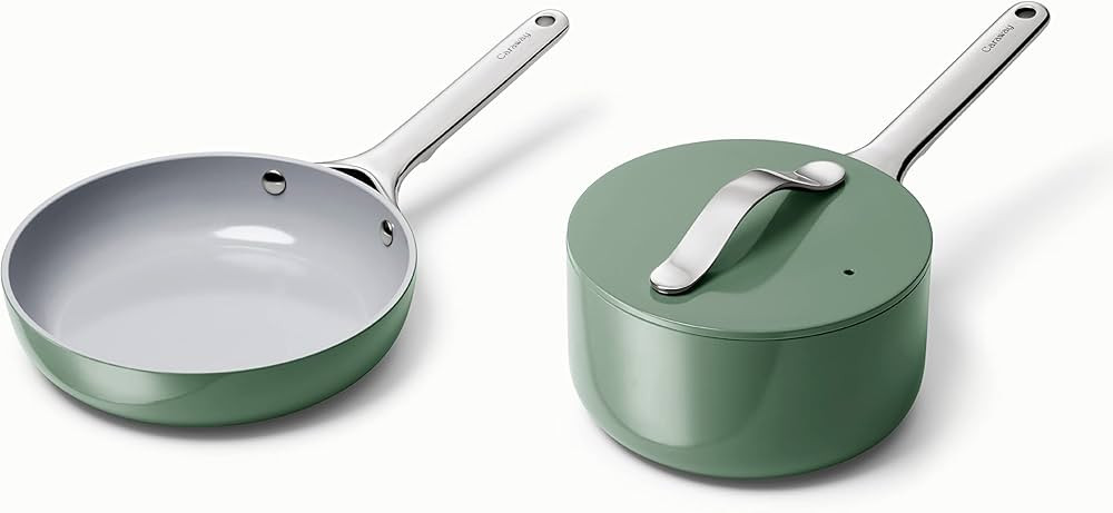 Caraway Mini Duo - Non-Stick Ceramic Mini Fry Pan (1.05 qt, 8") & Mini Sauce Pan (1.75 qt) - Non ... | Amazon (US)