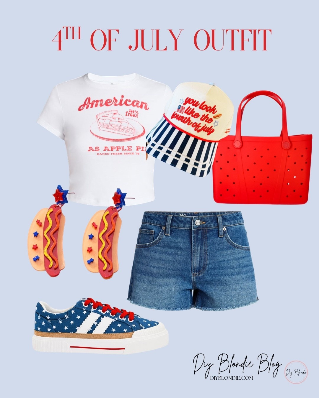 Fourth of July outfit! 🧨 Walmart, July 4th outfit, summer style, hot dog, beach tote 