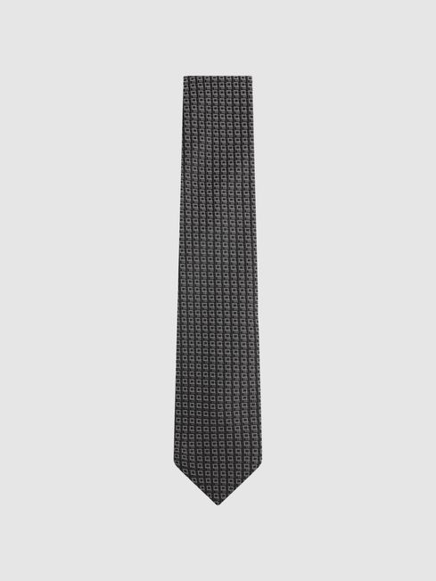 Reiss Charcoal Isola Silk Blend Square Tie | Reiss UK